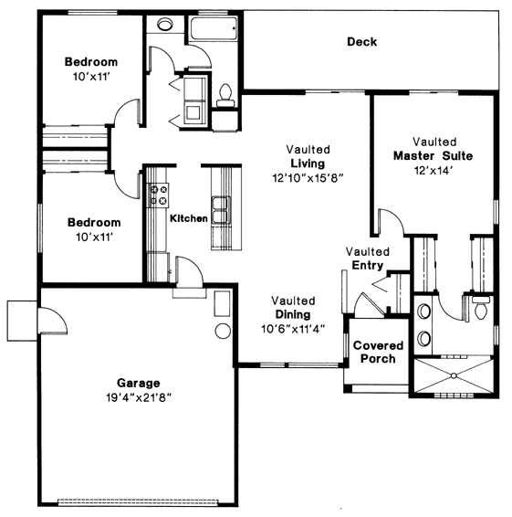 First Floor Plan of Ranch   House Plan 69221