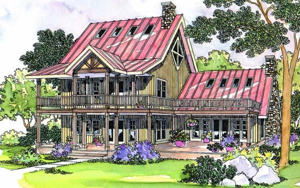 Elevation of Coastal   Country   House Plan 69280