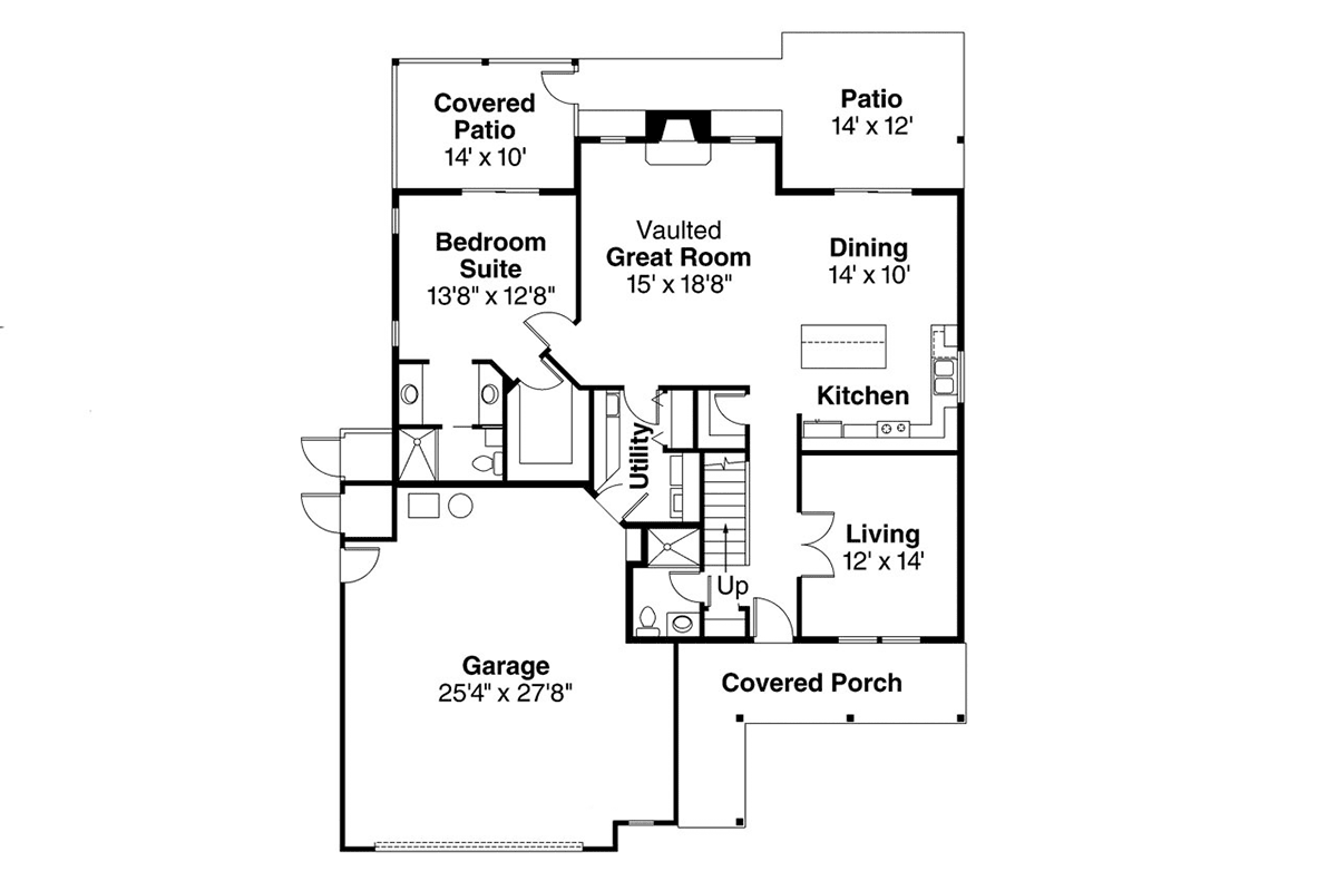 First Floor Plan of Traditional   House Plan 69475