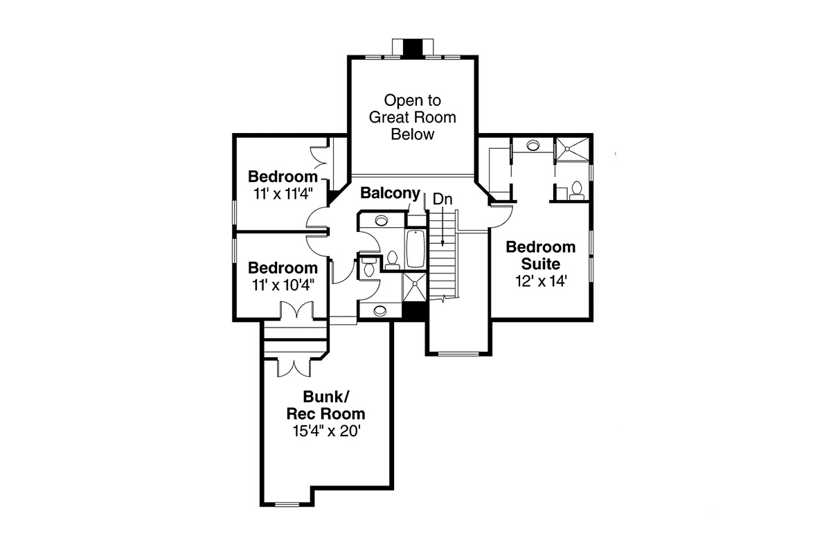 Second Floor Plan of Traditional   House Plan 69475