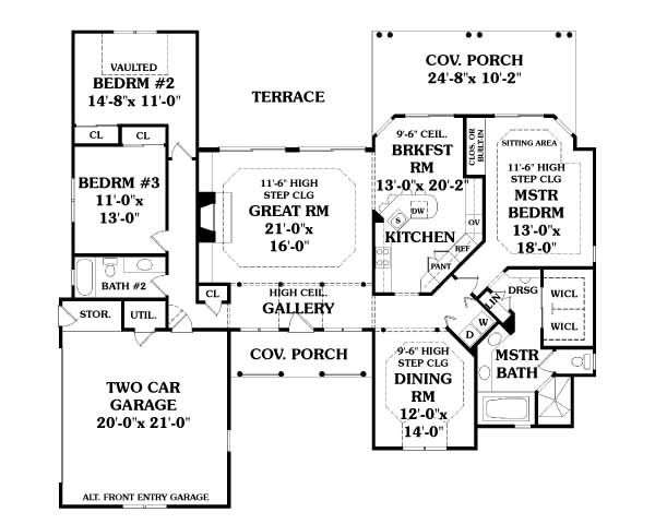 First Floor Plan of Country European House Plan 69510