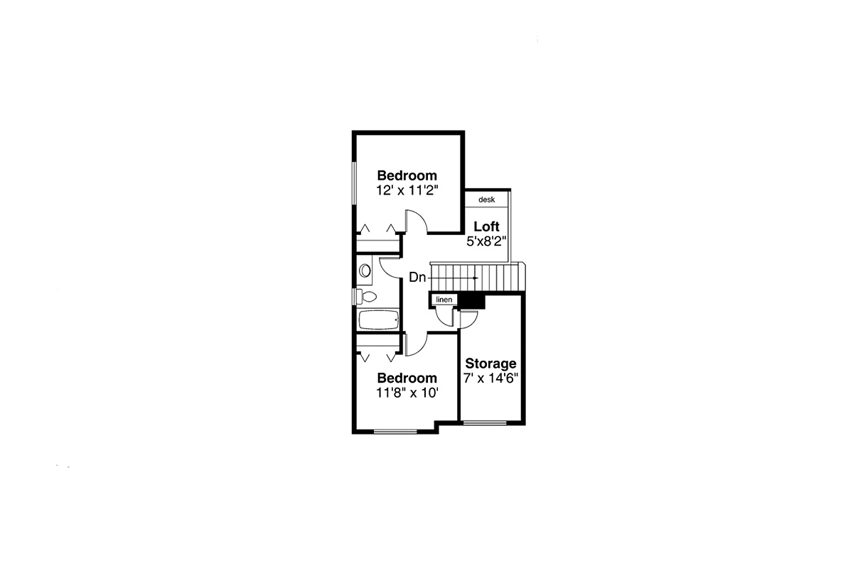 Second Floor Plan of Country   House Plan 69612