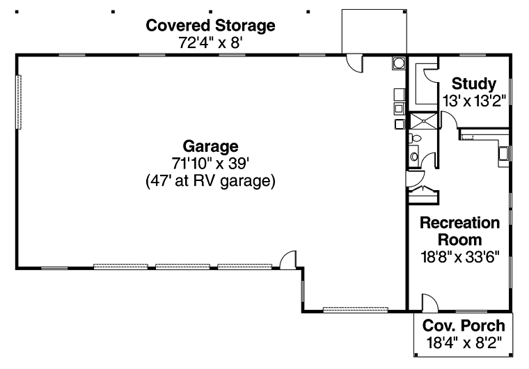 First Floor Plan of Traditional   Garage Plan 69764