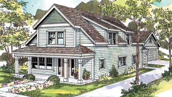 Elevation of Country   Farmhouse  Narrow Lot   Vacation   House Plan 69786
