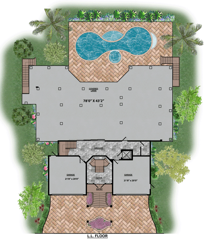 Lower Floor Plan of Coastal   Contemporary   Florida   Luxury   Mediterranean   House Plan 71509