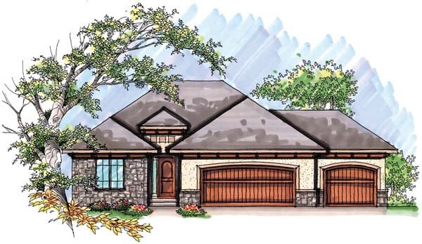 Elevation of Mediterranean   Ranch   House Plan 72944