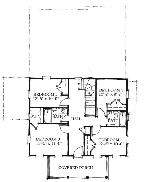 Second Floor Plan of Southern   House Plan 73712