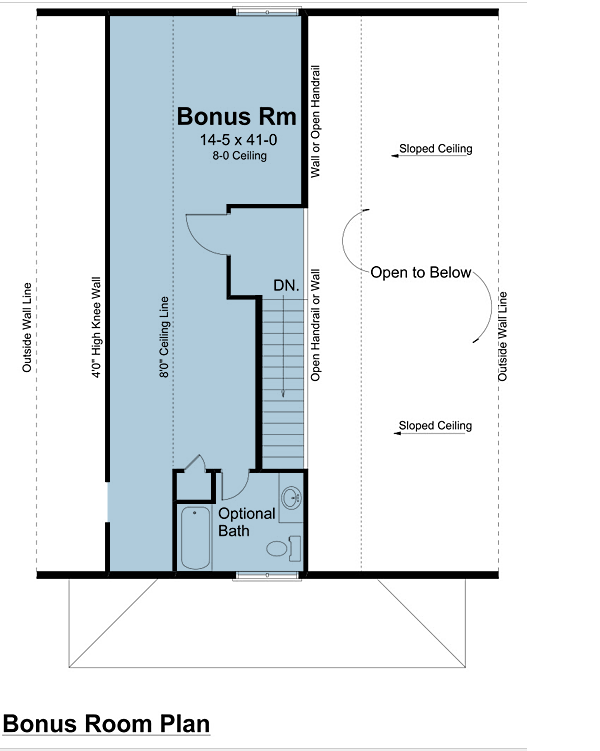 Second Floor Plan of Cottage   Narrow Lot   Traditional   Vacation   House Plan 74001