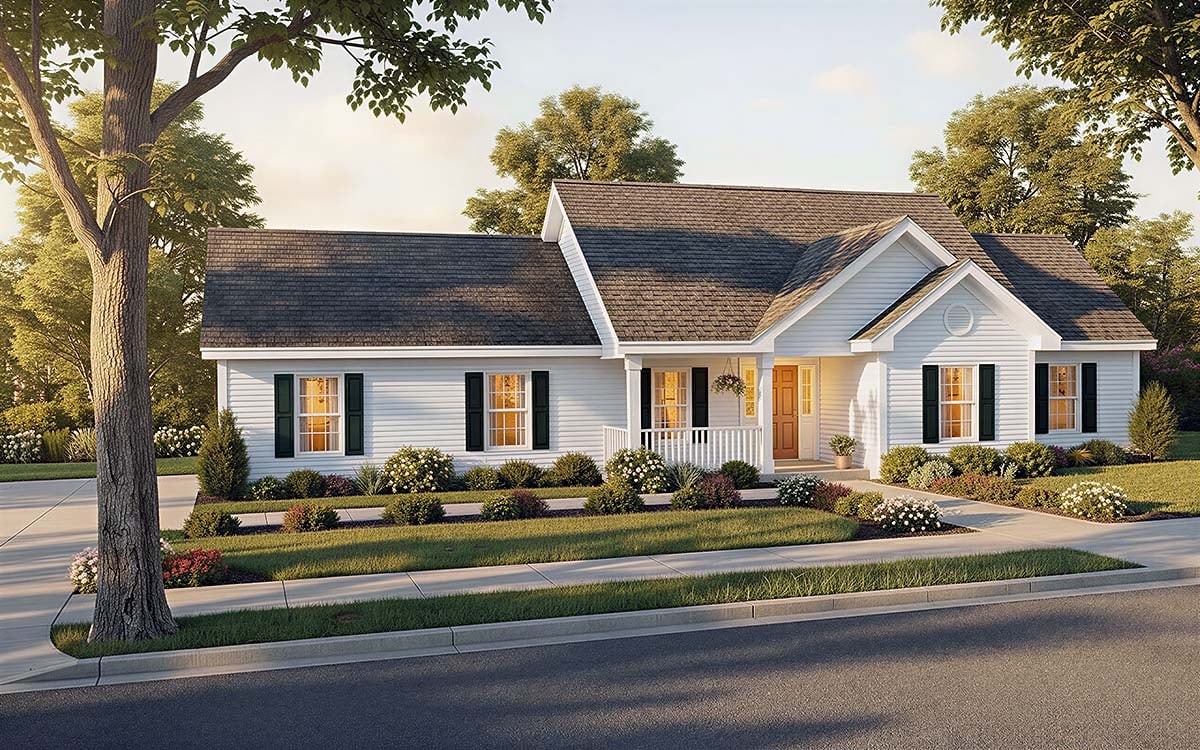 Elevation of Country   Ranch   Traditional   House Plan 74007