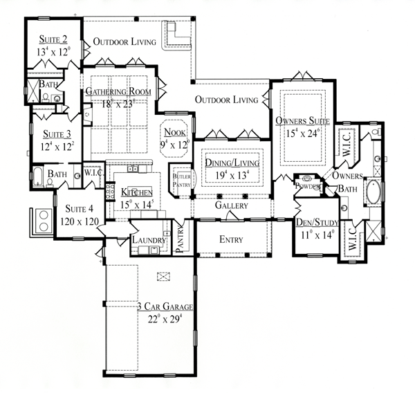 First Floor Plan of Mediterranean   House Plan 74253