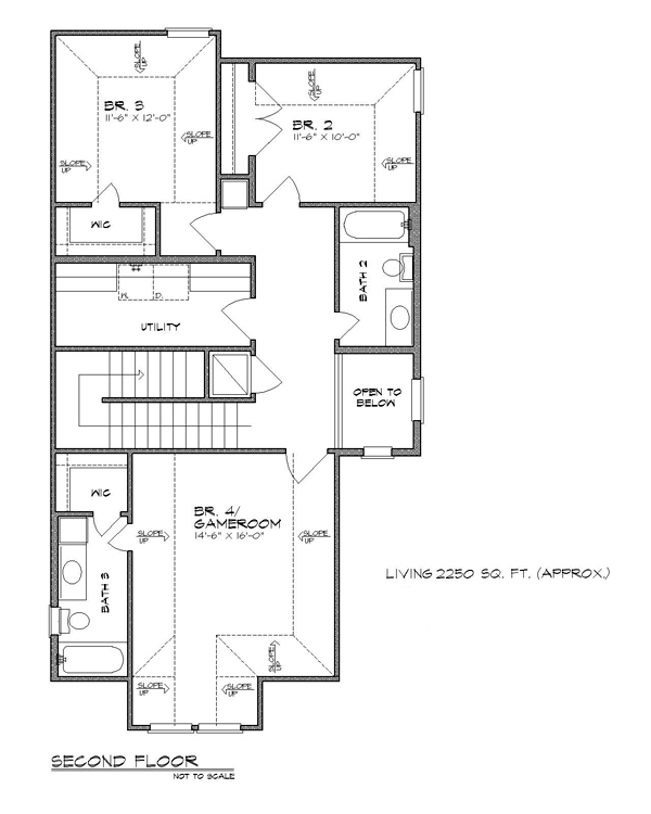 Second Floor Plan of Craftsman   House Plan 74526