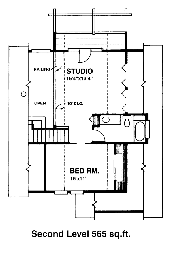 Second Floor Plan of Contemporary   Hillside   Narrow Lot   Vacation   House Plan 76002