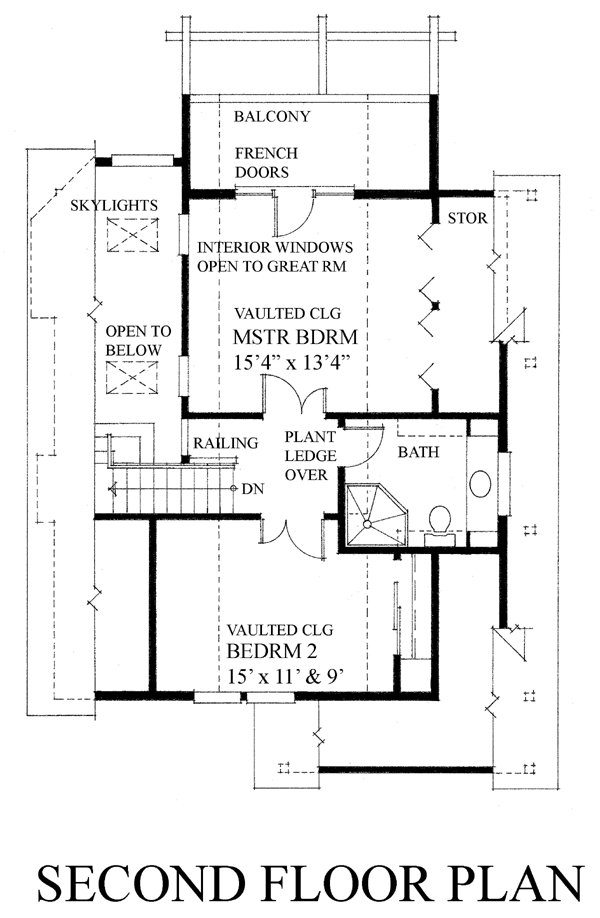 Second Floor Plan of Cabin   Contemporary   Vacation   House Plan 76012