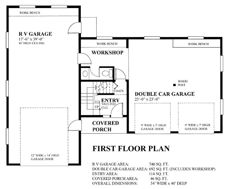 First Floor Plan of Garage Plan 76023