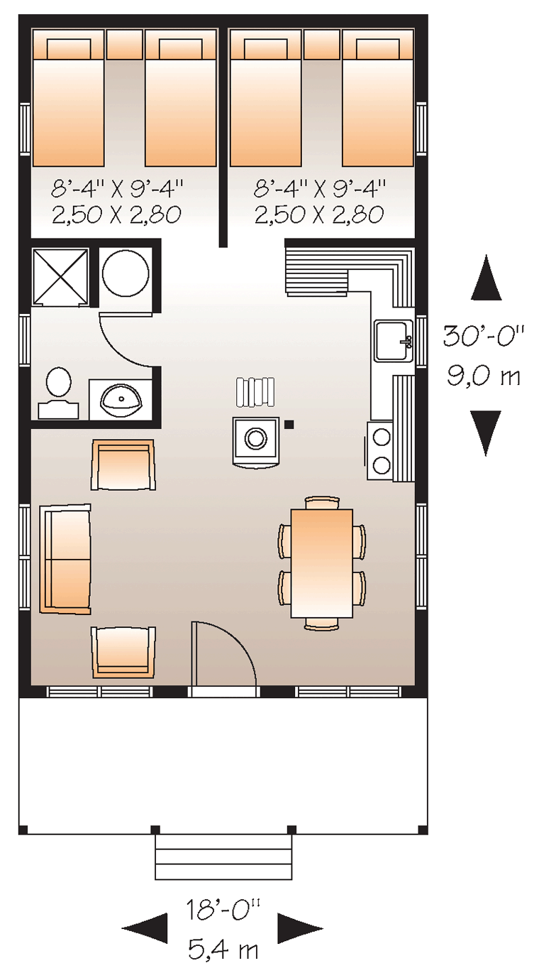 First Floor Plan of Cabin   House Plan 76167