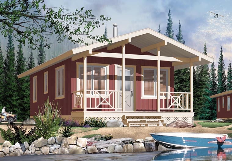 Elevation of Cabin   House Plan 76167