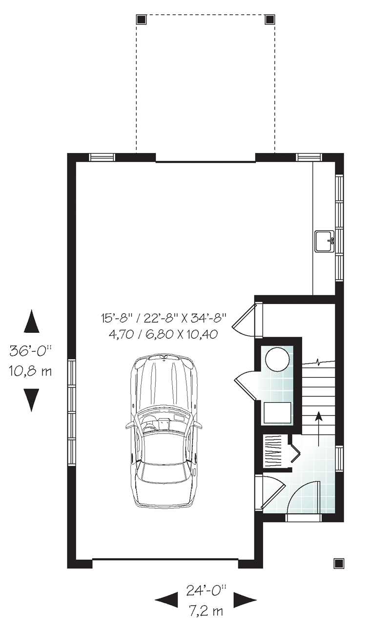 First Floor Plan of Vacation   Garage Plan 76227