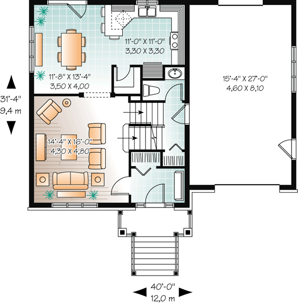 First Floor Plan of Traditional   House Plan 76260