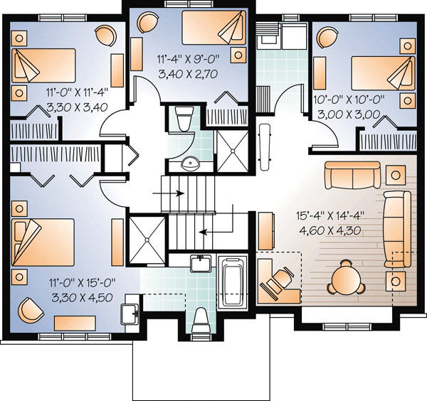 Second Floor Plan of Traditional   House Plan 76260