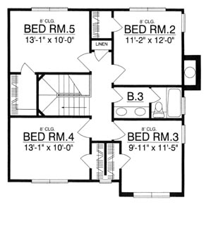 Second Floor Plan of Country   Traditional   House Plan 77199