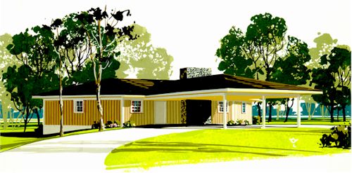 Elevation of Contemporary   Retro   House Plan 78927