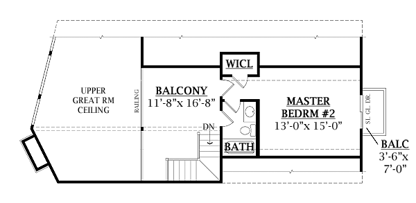 Second Floor Plan of Cabin   Country   Log   Vacation   House Plan 79505