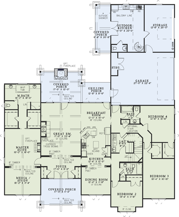 First Floor Plan of Country   Craftsman   House Plan 82262