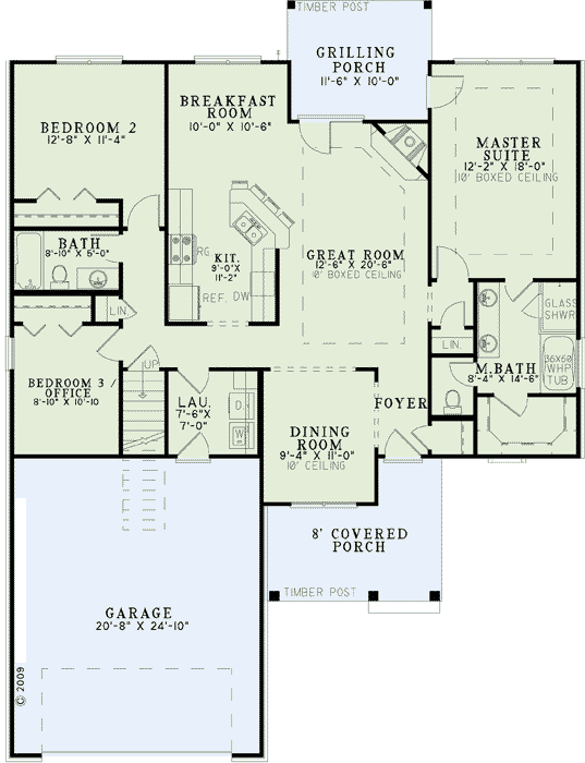 First Floor Plan of Craftsman   European   Traditional   House Plan 82282