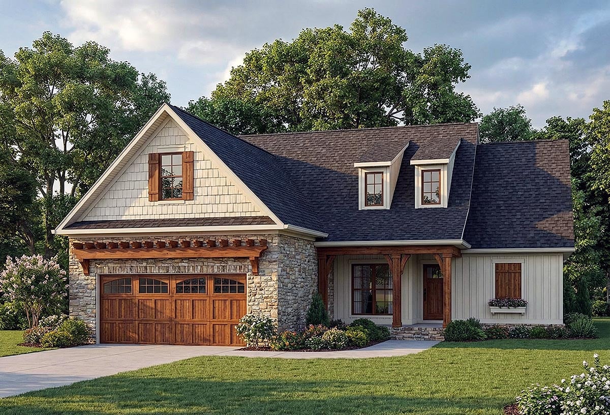 Elevation of Craftsman   European   Traditional   House Plan 82282