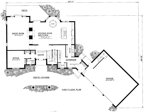 First Floor Plan of Bungalow   Craftsman   Luxury   House Plan 86076