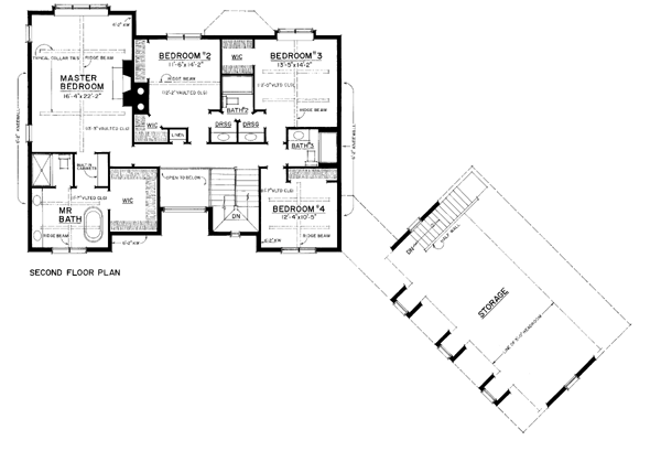 Second Floor Plan of Bungalow   Craftsman   Luxury   House Plan 86076