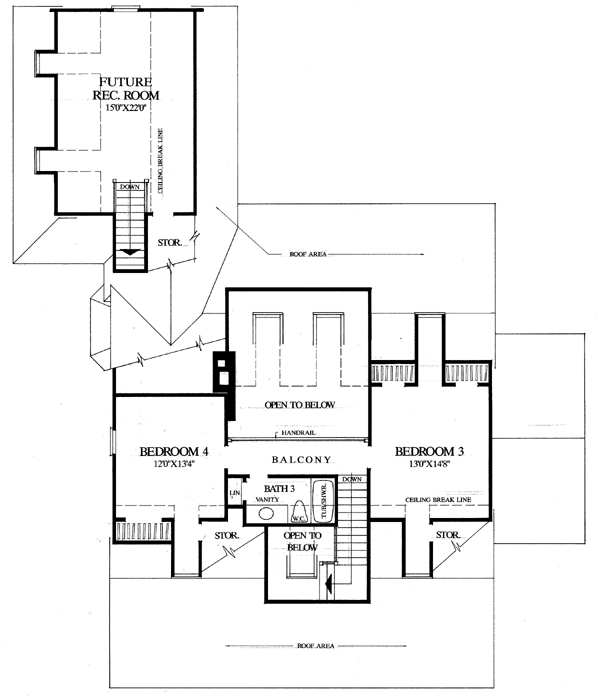 Second Floor Plan of Colonial   Cottage   Country   Farmhouse  Southern   Traditional   House Plan 86133