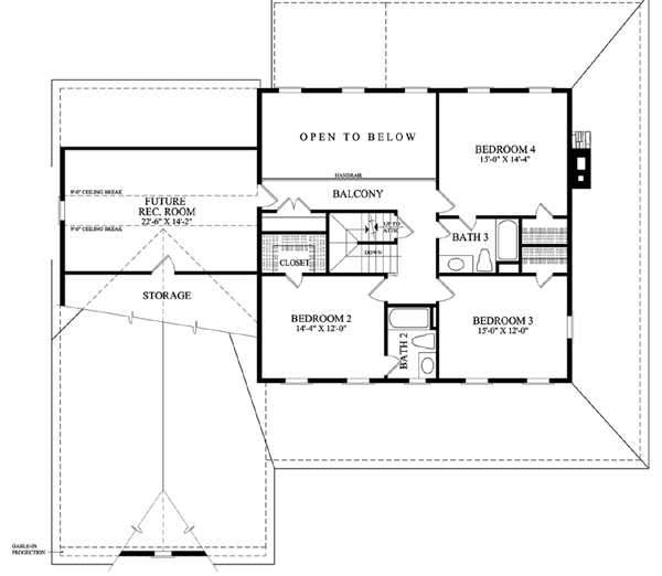 Second Floor Plan of Cottage   Country   Farmhouse  Traditional   House Plan 86144