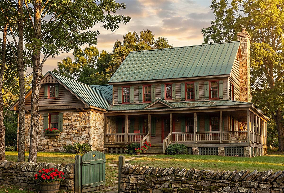 Elevation of Cottage   Country   Farmhouse  Traditional   House Plan 86144