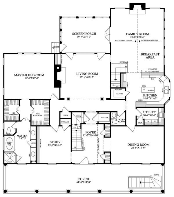 First Floor Plan of Colonial   Southern   House Plan 86178