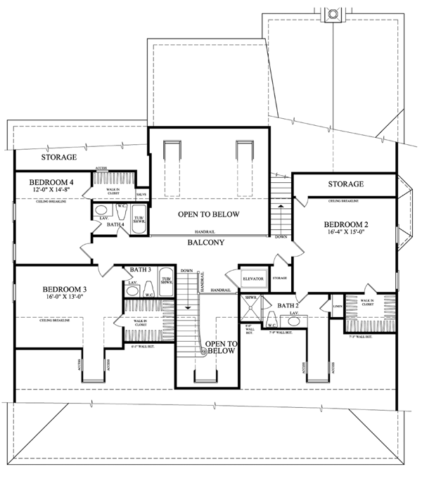 Second Floor Plan of Colonial   Southern   House Plan 86178