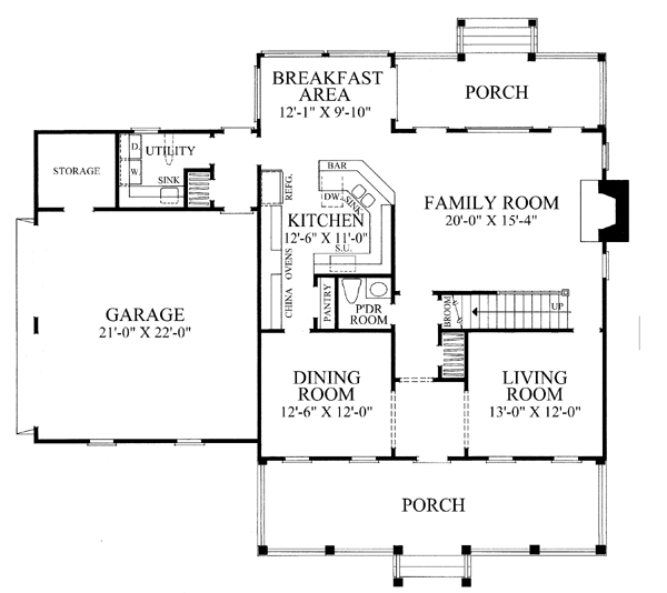 First Floor Plan of Colonial   Farmhouse  Southern   House Plan 86217