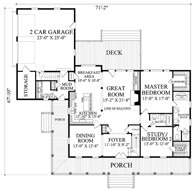 First Floor Plan of Cottage   Country   Farmhouse  Traditional   House Plan 86226