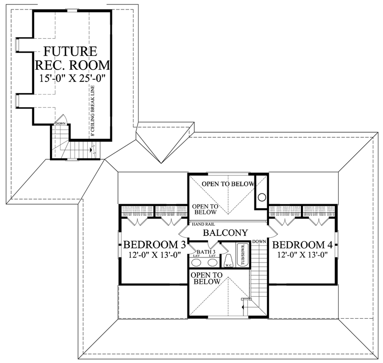 Second Floor Plan of Cottage   Country   Farmhouse  Traditional   House Plan 86226