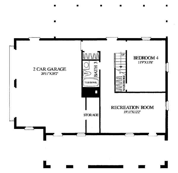 Lower Floor Plan of Colonial   Cottage   Country   Farmhouse  Southern   Traditional   House Plan 86275