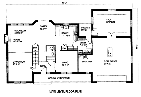 First Floor Plan of Country   Traditional   House Plan 87137