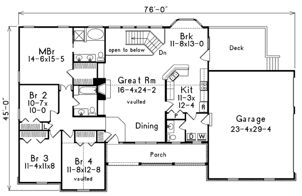 First Floor Plan of Traditional   House Plan 87386