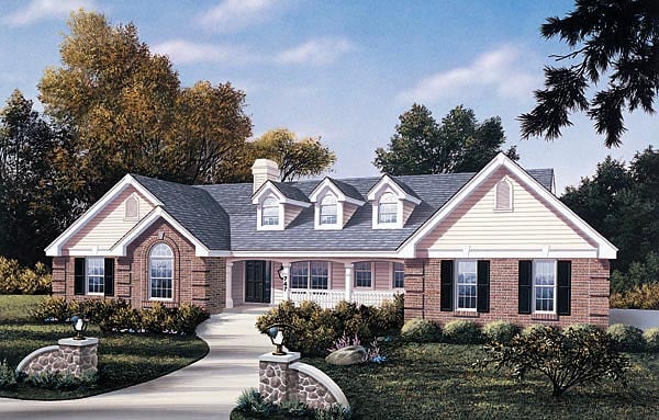 Elevation of Traditional   House Plan 87386