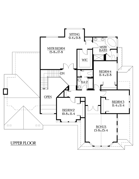 Second Floor Plan of Craftsman   House Plan 87402