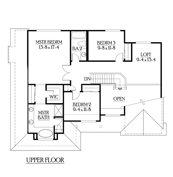 Second Floor Plan of Traditional   House Plan 87506