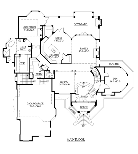 First Floor Plan of Luxury   Victorian   House Plan 87604