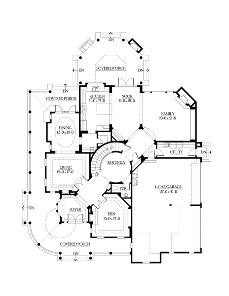 First Floor Plan of Farmhouse  Luxury   Victorian   House Plan 87609