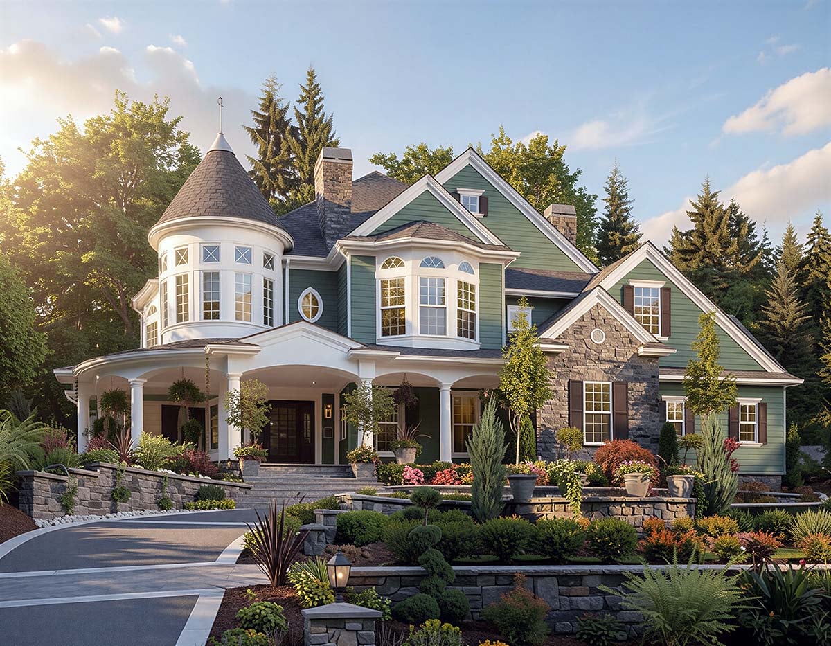 Elevation of Farmhouse  Luxury   Victorian   House Plan 87609