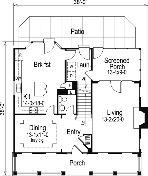 First Floor Plan of Colonial   Country   Southern   Traditional   House Plan 87803