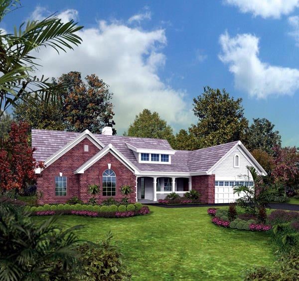 Elevation of Bungalow   Country   Ranch   Traditional   House Plan 87889